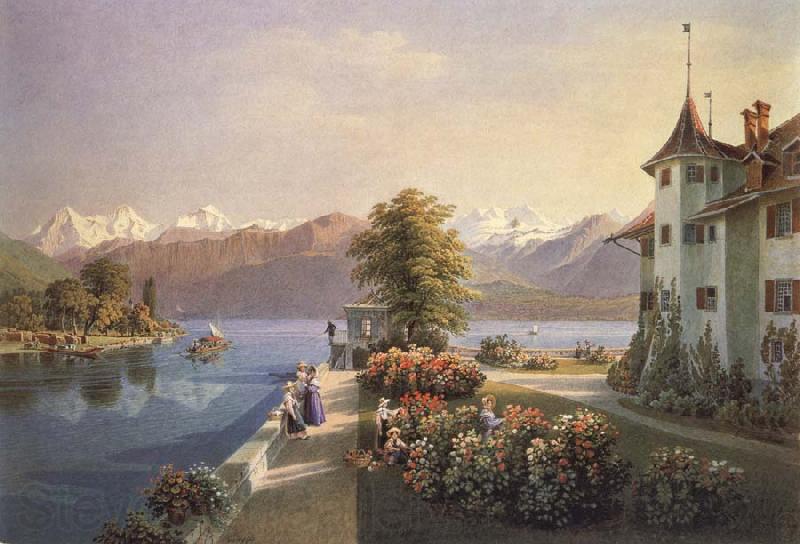 Gabriel Lory fils View of the old lock Schadau in Thun Norge oil painting art